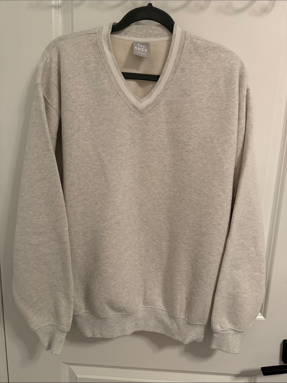 TNA Women V-Neck Sweater - Light Heather Gray